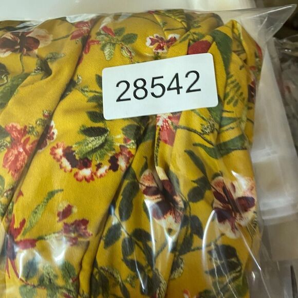 Terra & Sky Blouse Women 1X Plus Yellow V-Neck Tie Up Long Sleeve Rayon Casual - Picture 9 of 9